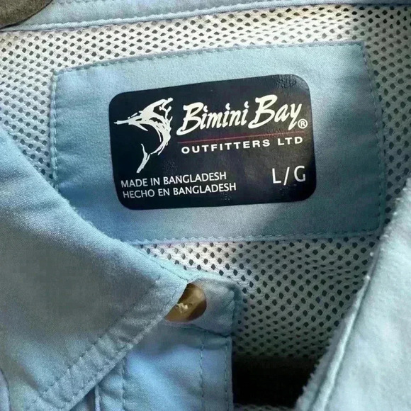 131.BIMINI BAY LONG SLEEVE SPF 30 BLOODGUARD Blue FISHING SUN SHIRT MEN'S SIZE L - Picture 6 of 6